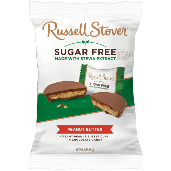 Russell Stover Sugar Free Peanut Butter Cups in Chocolate Candy, 3 oz. Bag (5Pcs)