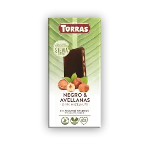 Dark chocolate with hazelnuts sweetened with erythritol and stevia 125g - Torras