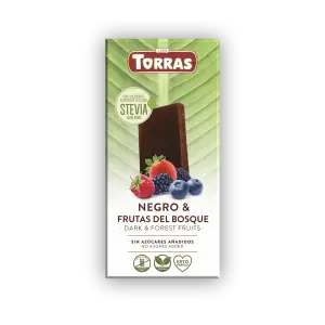 Dark chocolate with forest fruits sweetened with erythritol and stevia 125g - Torras